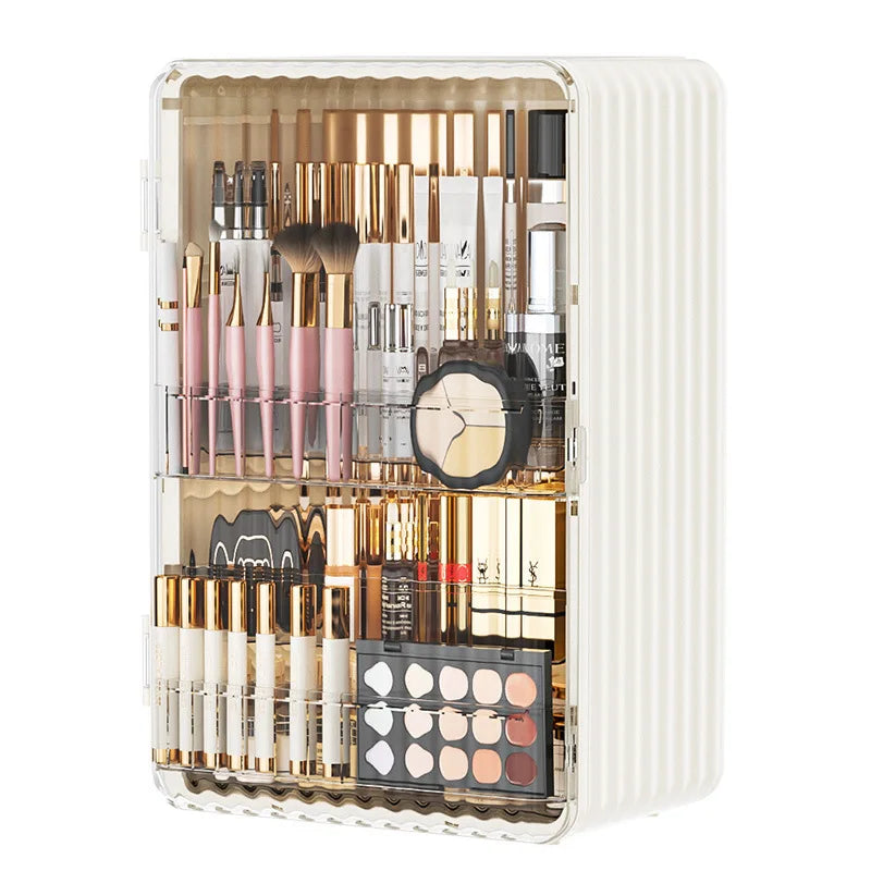 Dust-Proof Cosmetic Storage Box with Magnetic Door for Makeup and Skincare