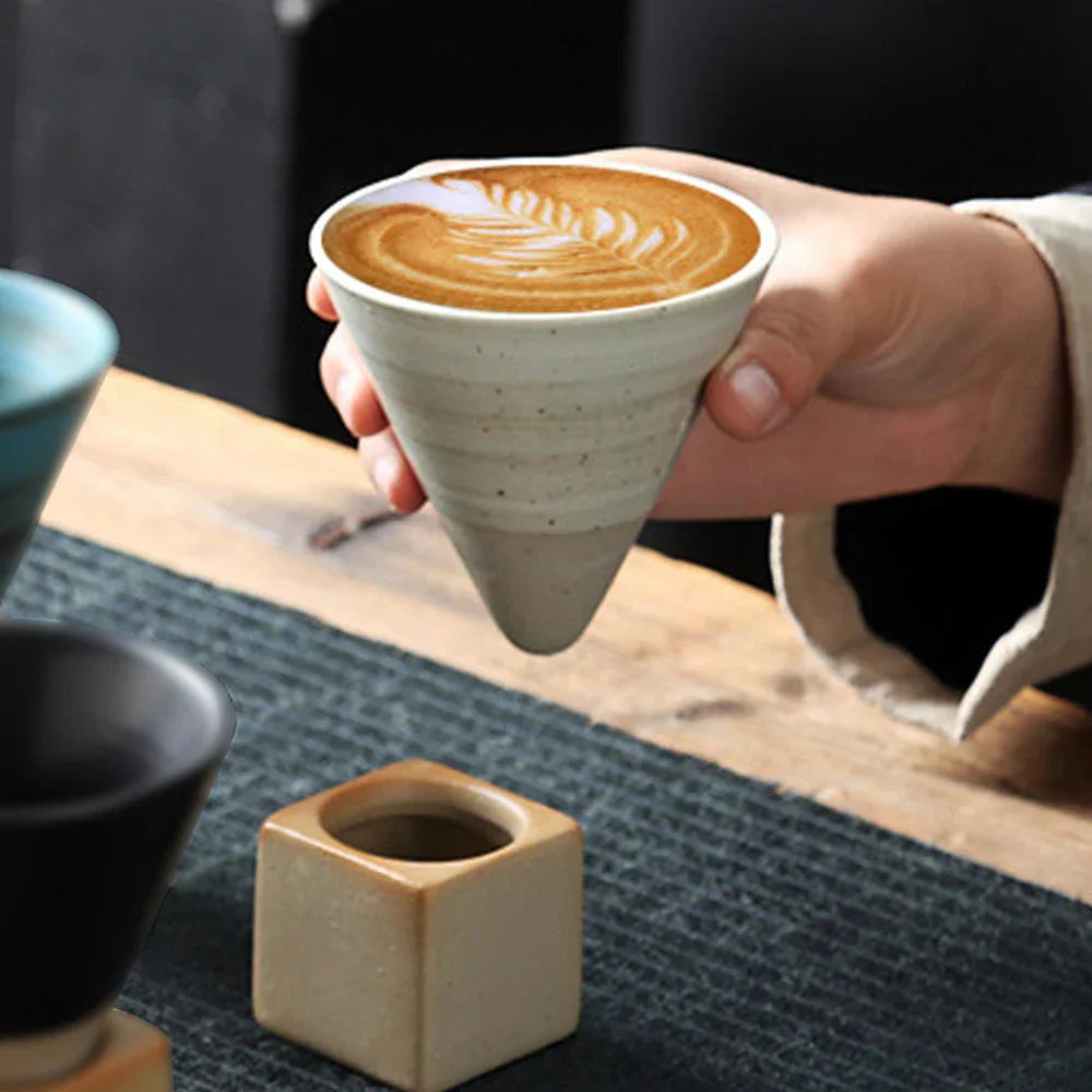 Avtoit | Japanese coffee cup with saucer, 1 piece, retro ceramic tea cup, mug, latte, espresso, pull0, flower cappuccino, new ceramic cup, 100 ml/3.5 oz