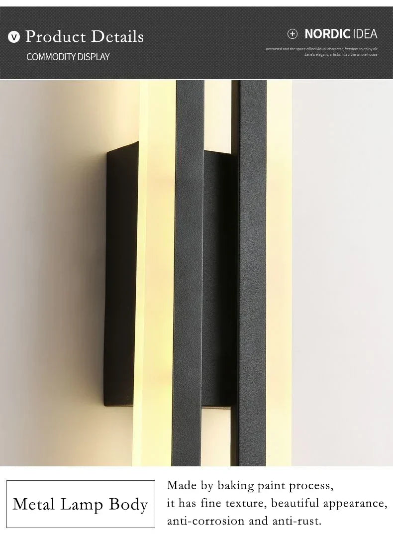 Avtoit | Modern LED Wall Lamp: Black/Gold Acrylic Room Decoration Light