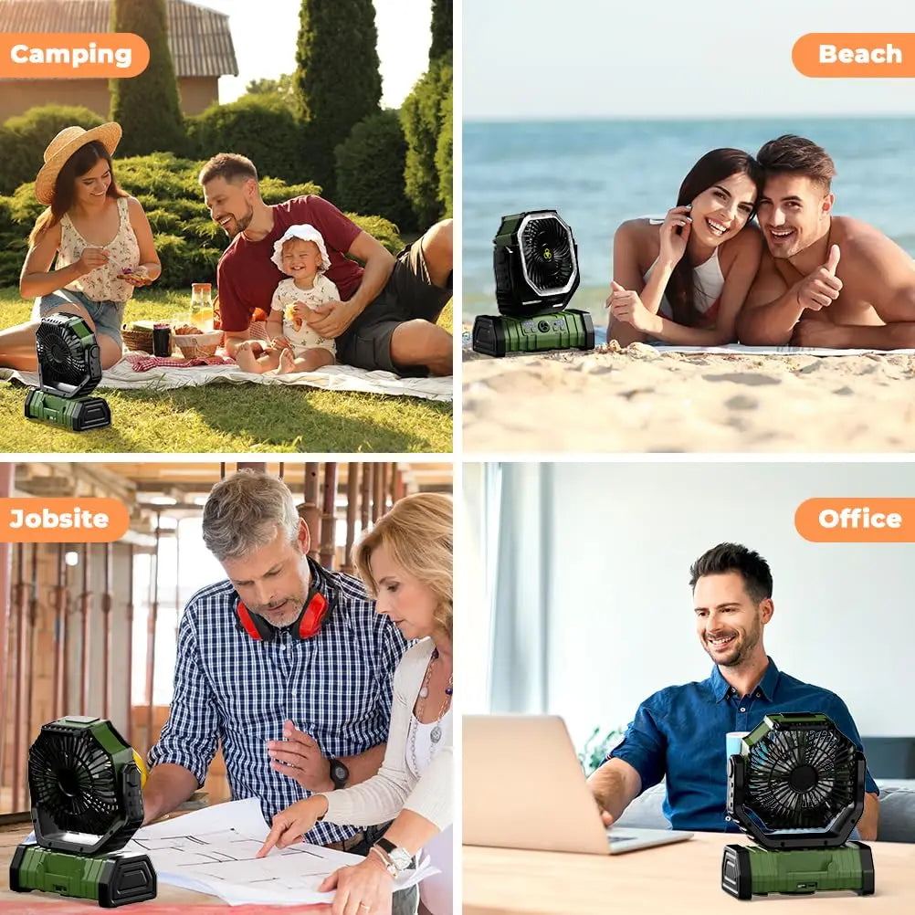 Avtoit | Camping Fan with 20,000mAh Battery, LED Light & Remote Control – AirMate