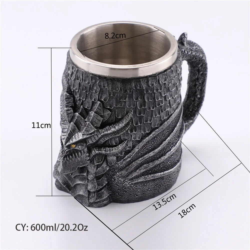 Avtoit | Medieval Dragon Resin Stainless Steel Mug as Coffee Mug or Tea Mug