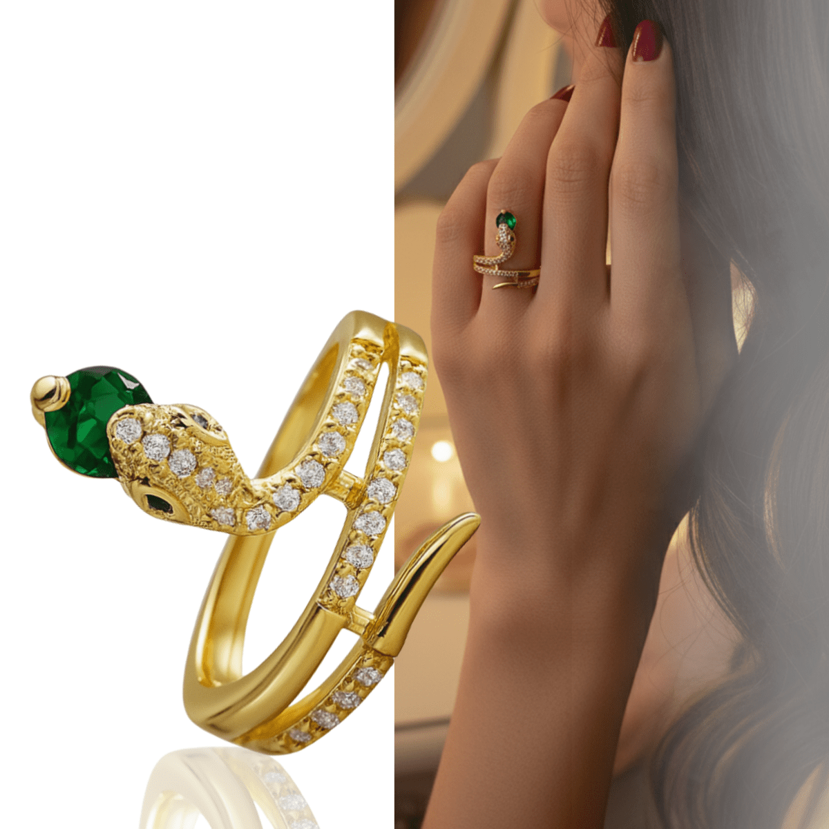 Avtoit | Stainless Steel Snake Ring with Zirconia as a Symbol of Transformation