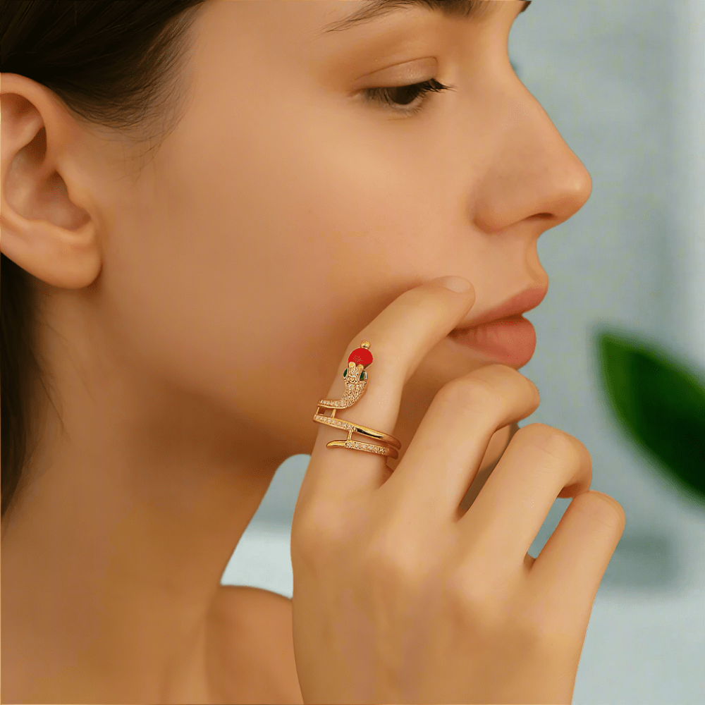 Avtoit | Stainless Steel Snake Ring with Zirconia as a Symbol of Transformation