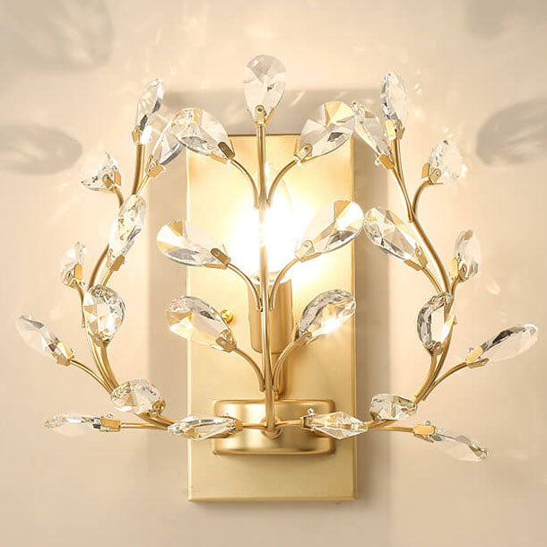 Avtoit | Luminis Wall Light | Luxury Crystal Design | Leaf Motif | 1-Bulb & Modern