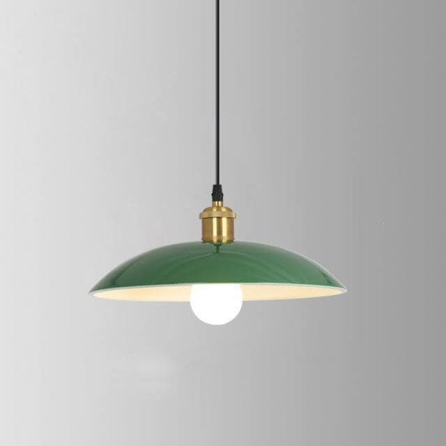 Avtoit | RetroDome Industrial Vintage Pendant Light | Green Iron Dome Design | Single Light | Rustic Ceiling Lighting