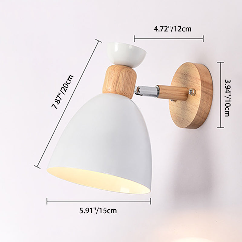 Avtoit | Modern Minimalistic Round Horn Aluminum Wood 1-Light Wall Lamp for Bedroom