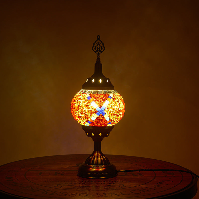Avtoit | Traditional Tiffany romantic oval iron enameled 1-light table lamp for the bedroom