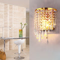 Avtoit | Modern Luxury Semi-Round Octagonal Pearl Stainless Steel Crystal 1-Light Wall Sconce Lamp for Living Room