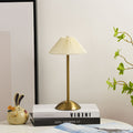 Avtoit | Contemporary Scandinavian rechargeable iron fabric cone pleated LED table lamp for bedside