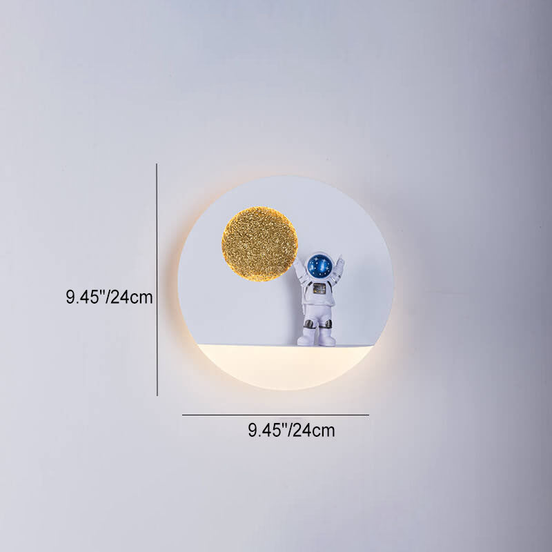 Avtoit | Contemporary Creative Iron Resin Round Astronaut LED Wall Light Lamp for Bedroom