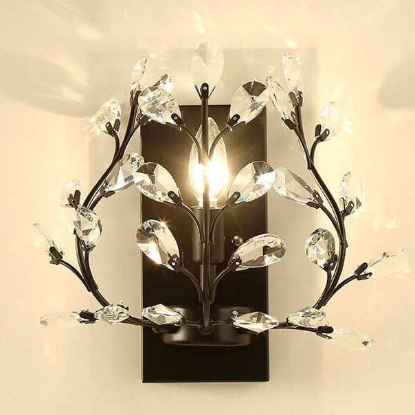 Avtoit | Luminis Wall Light | Luxury Crystal Design | Leaf Motif | 1-Bulb & Modern