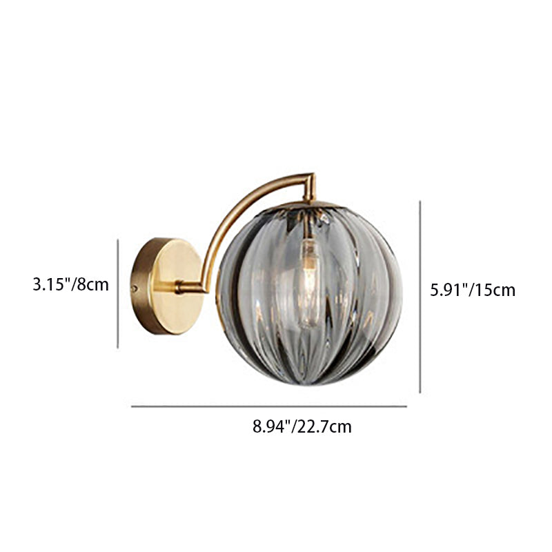 Avtoit | Contemporary Scandinavian Round Ball Iron Glass 1-Light Wall Lamp for Living Room