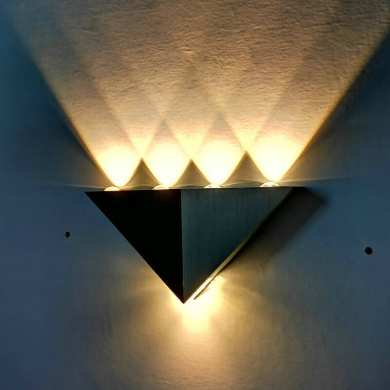 Avtoit | TriLumina Prism LED Wall Light | Creative Pyramid Design | Aluminum & Acrylic | Colored Light Options