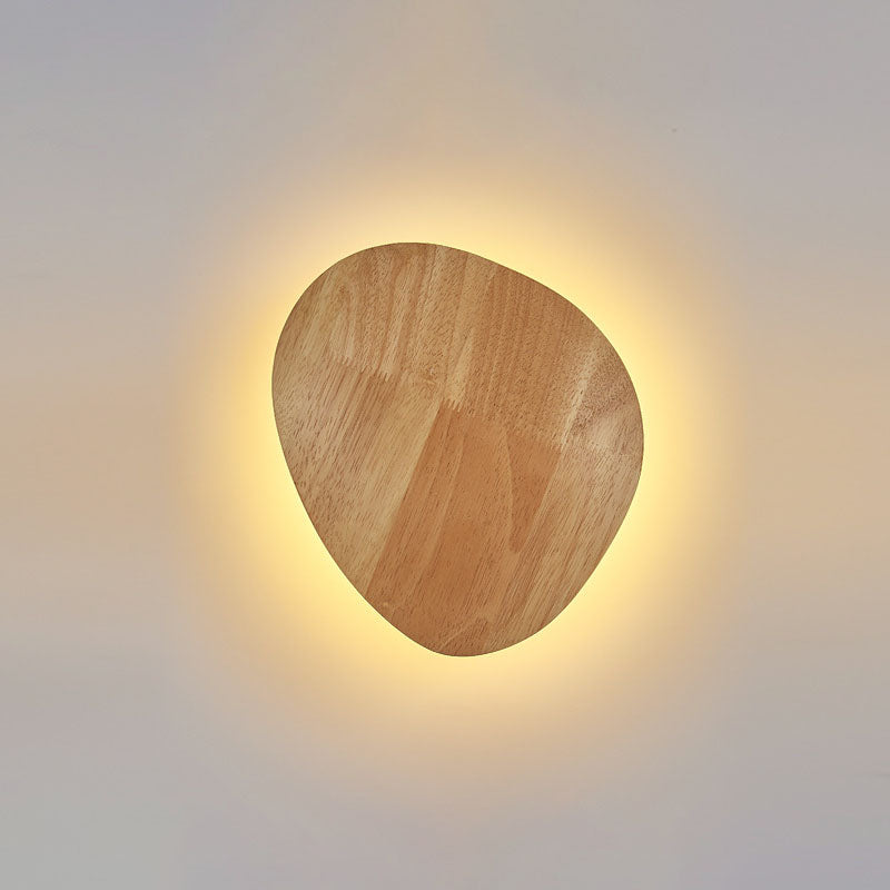 Avtoit | Modern Minimalist Round Irregular Oval Wood LED Wall Light Lamp for Living Room