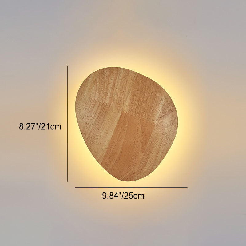 Avtoit | Modern Minimalist Round Irregular Oval Wood LED Wall Light Lamp for Living Room