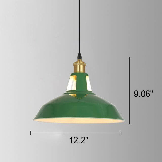 Avtoit | RetroDome Industrial Vintage Pendant Light | Green Iron Dome Design | Single Light | Rustic Ceiling Lighting
