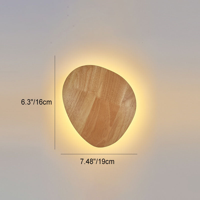 Avtoit | Modern Minimalist Round Irregular Oval Wood LED Wall Light Lamp for Living Room