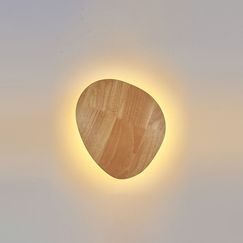 Avtoit | Modern Minimalist Round Irregular Oval Wood LED Wall Light Lamp for Living Room