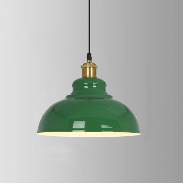 Avtoit | RetroDome Industrial Vintage Pendant Light | Green Iron Dome Design | Single Light | Rustic Ceiling Lighting