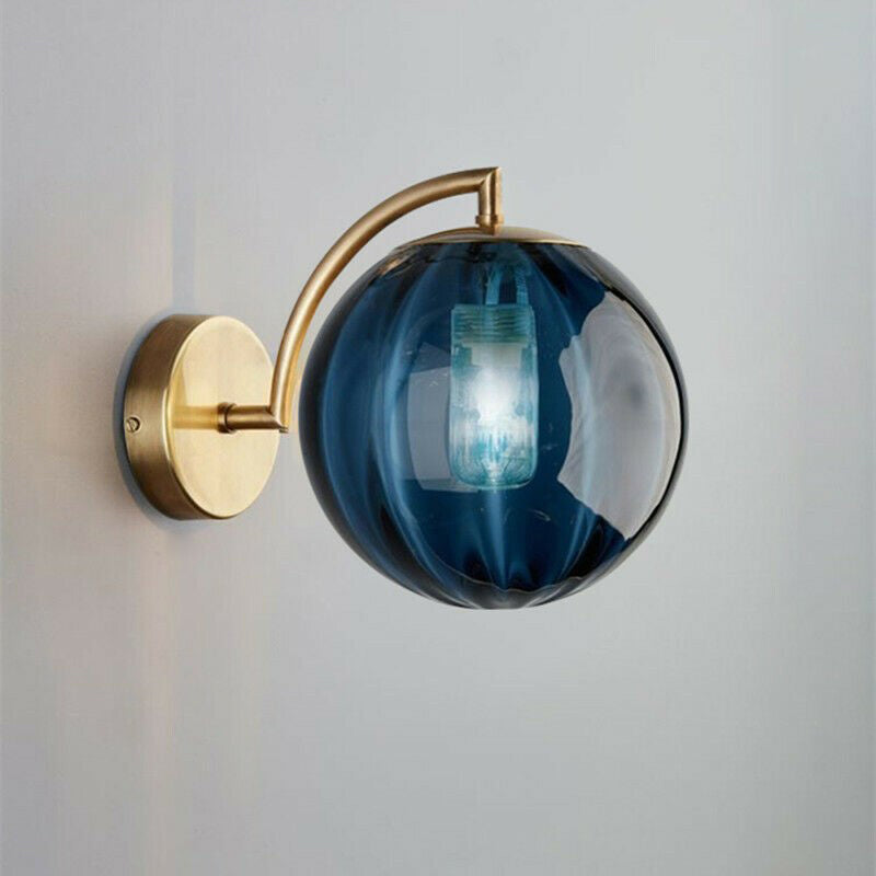 Avtoit | Contemporary Scandinavian Round Ball Iron Glass 1-Light Wall Lamp for Living Room