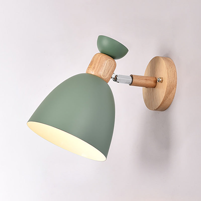 Avtoit | Modern Minimalistic Round Horn Aluminum Wood 1-Light Wall Lamp for Bedroom