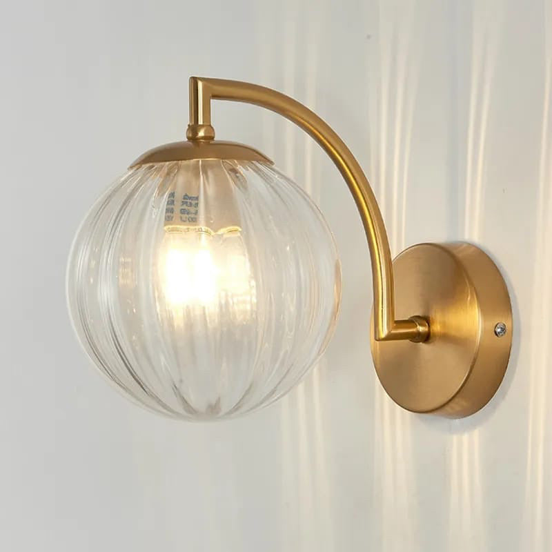 Avtoit | Contemporary Scandinavian Round Ball Iron Glass 1-Light Wall Lamp for Living Room