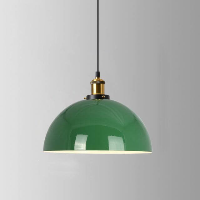 Avtoit | RetroDome Industrial Vintage Pendant Light | Green Iron Dome Design | Single Light | Rustic Ceiling Lighting