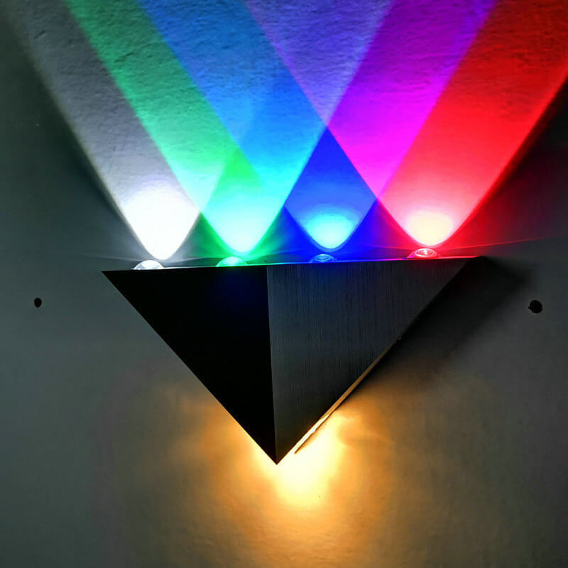 Avtoit | TriLumina Prism LED Wall Light | Creative Pyramid Design | Aluminum & Acrylic | Colored Light Options