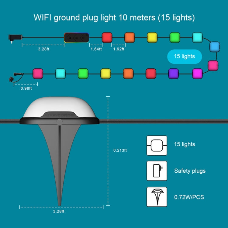Avtoit | CP01 Outdoor WIFI Smart APP Control Garden Light Music Synchronization Outdoor Ground Lights (US Plug)