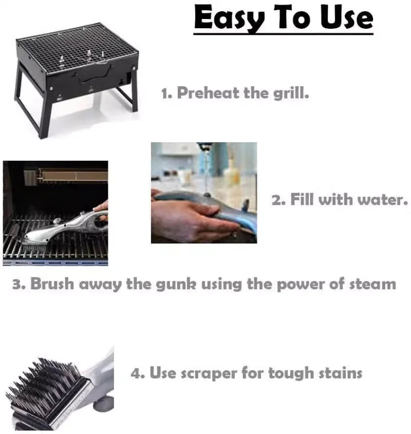 Avtoit | GrillMaster BBQ Cleaning Brush | Effective Steam Cleaning | With Scraper & Rust Protection