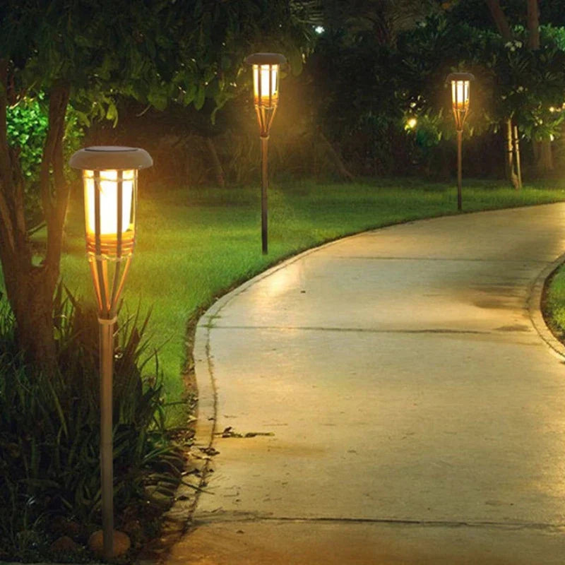 Avtoit | Solar Torch 5-piece Set | Flame Look LED Garden Lights | Solar Powered | Decorative Light for Outdoor