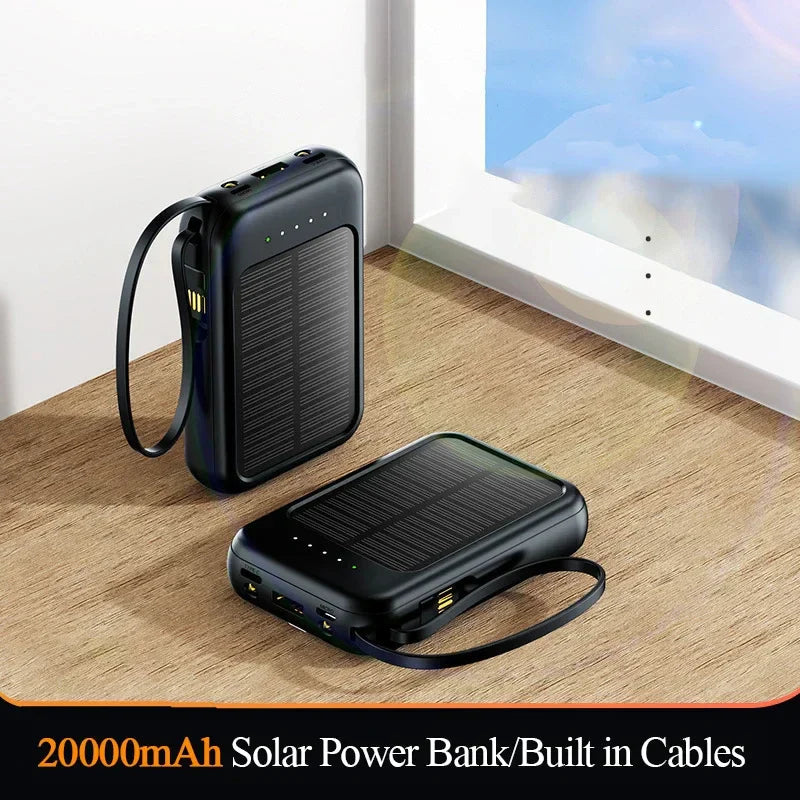 Avtoit | PowerVolt Max 20K | Solar-powered power bank | 4 charging cables integrated | LED flashlight