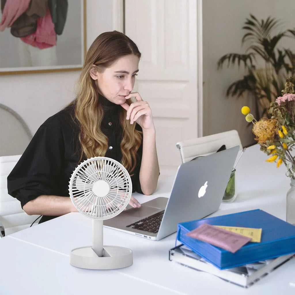 Avtoit | Breezio Folding Fan | 4 Speeds & Timer | Portable & USB | 90° Tilt
