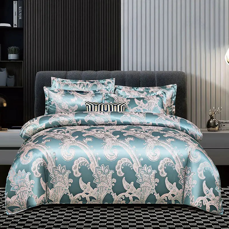 Avtoit | Satin Rayon Jacquard Duvet Cover Set 264x229cm – Luxury Summer Bedding for Comfortable Sleep & Home Décor