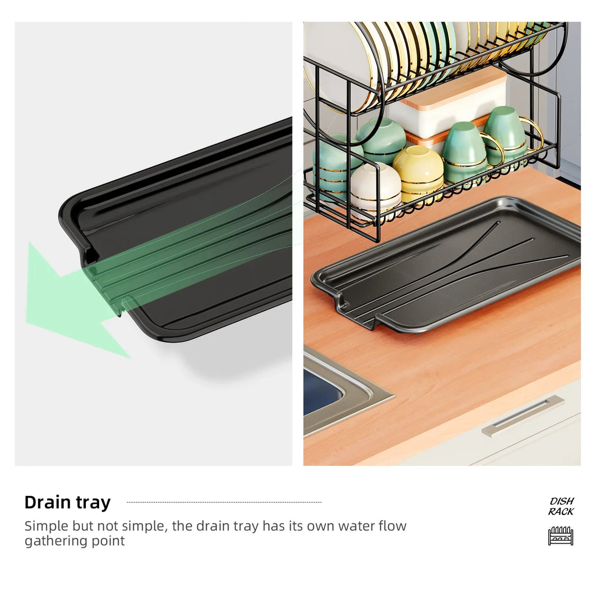 Avtoit | 2-Tier Dish Drying Rack with Drainboard & Cutlery Holder – Aria