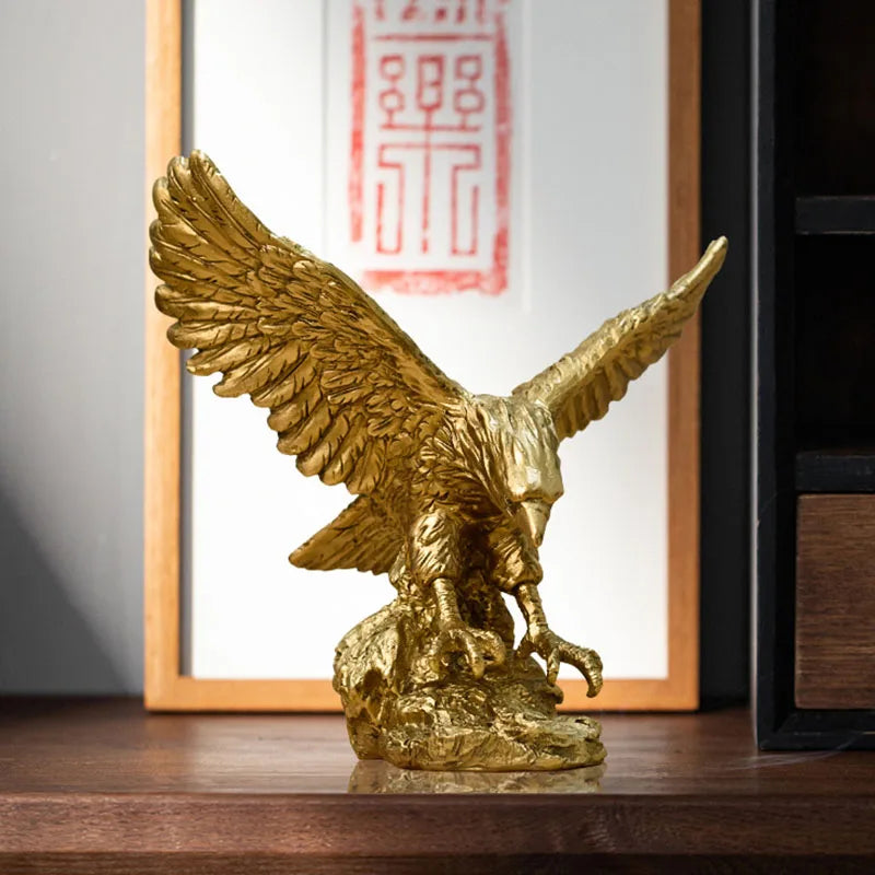 Avtoit | Resin Golden Eagle Statue Art Animal Model Collection Ornament Home Office Desk Feng Shui Decor Figures simple