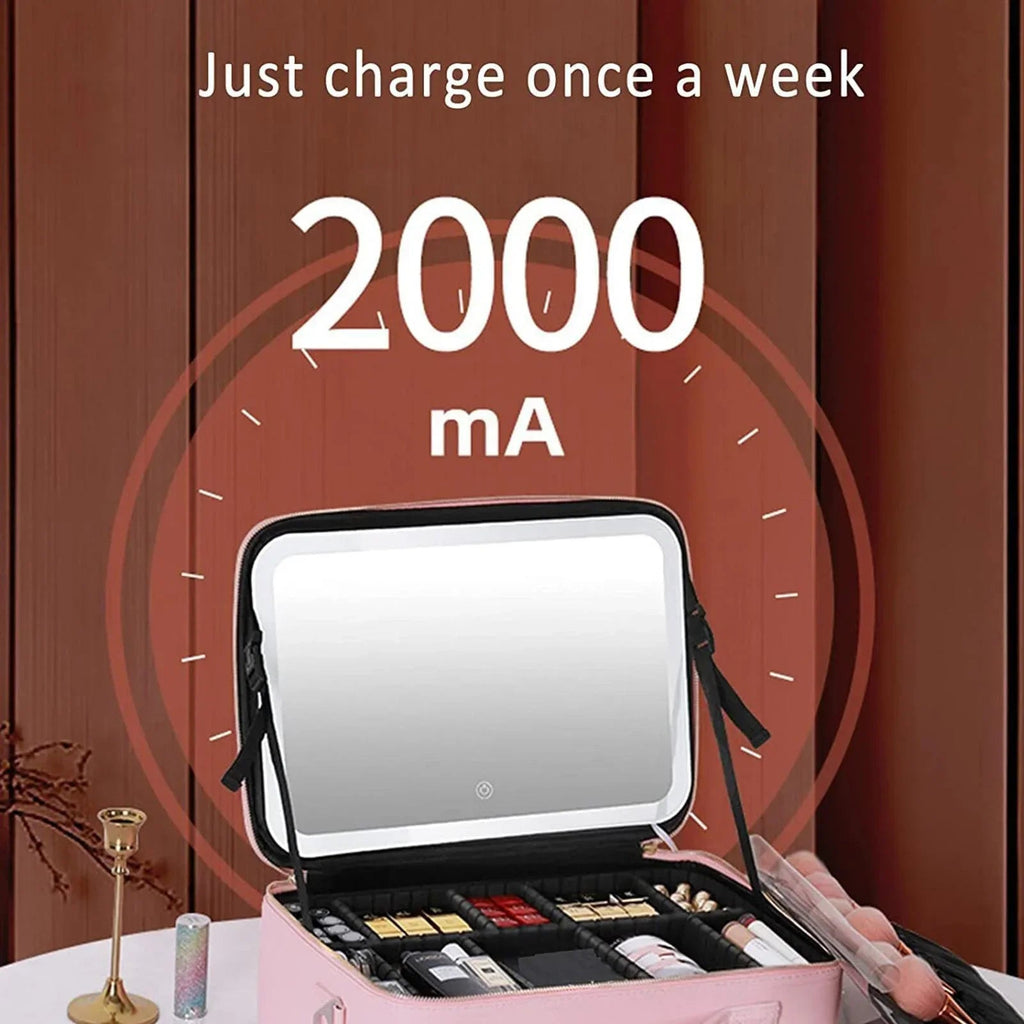 Avtoit | Travel Cosmetic Case LED Mirror Makeup Bag