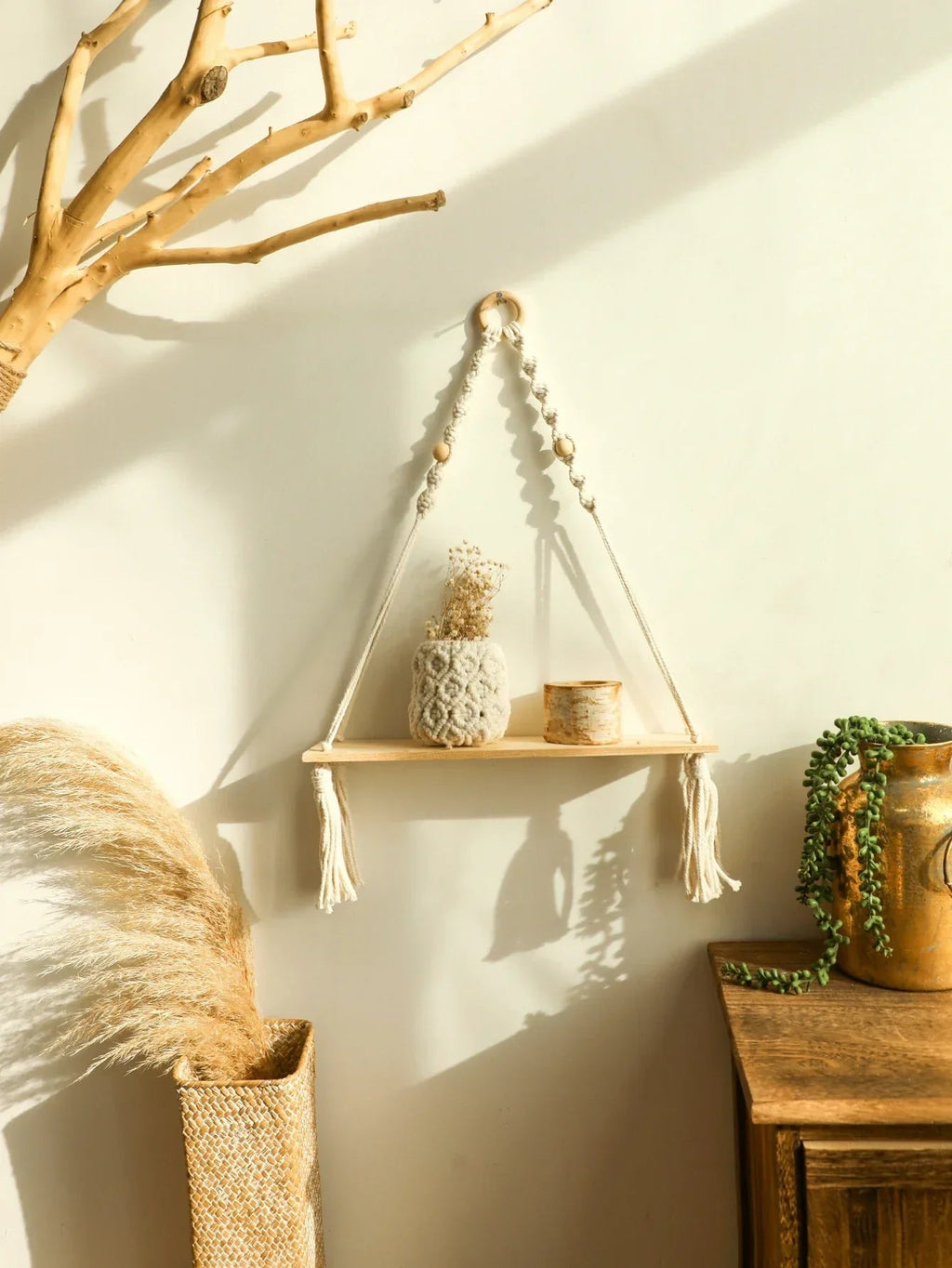 Avtoit | Wall shelf – Wood – Hanging shelves – Boho home decoration – Room decoration