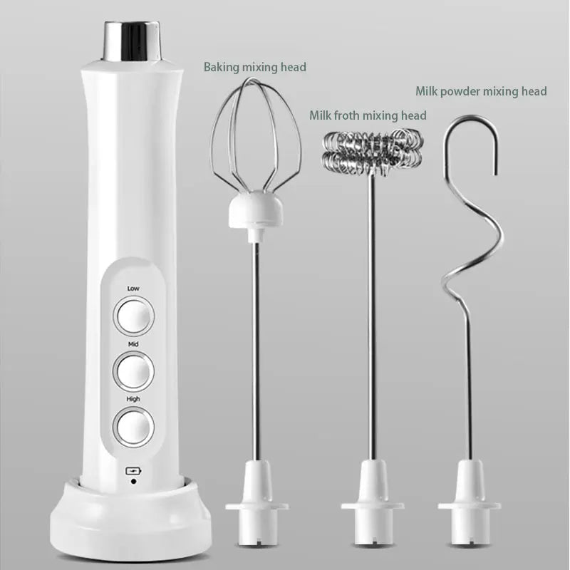 Avtoit | 3 In 1 Electric Milk Frother Rechargeable Milk Foam Maker Handheld Frother High Speed Milk Frother Drink Mixer Coffee