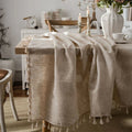 Avtoit | 2023 Cotton-Linen Tablecloth with Tassels, Rectangular Tablecloth for Dining Table, Coffee-Tea Tablecloths, Wedding Easter Decoration