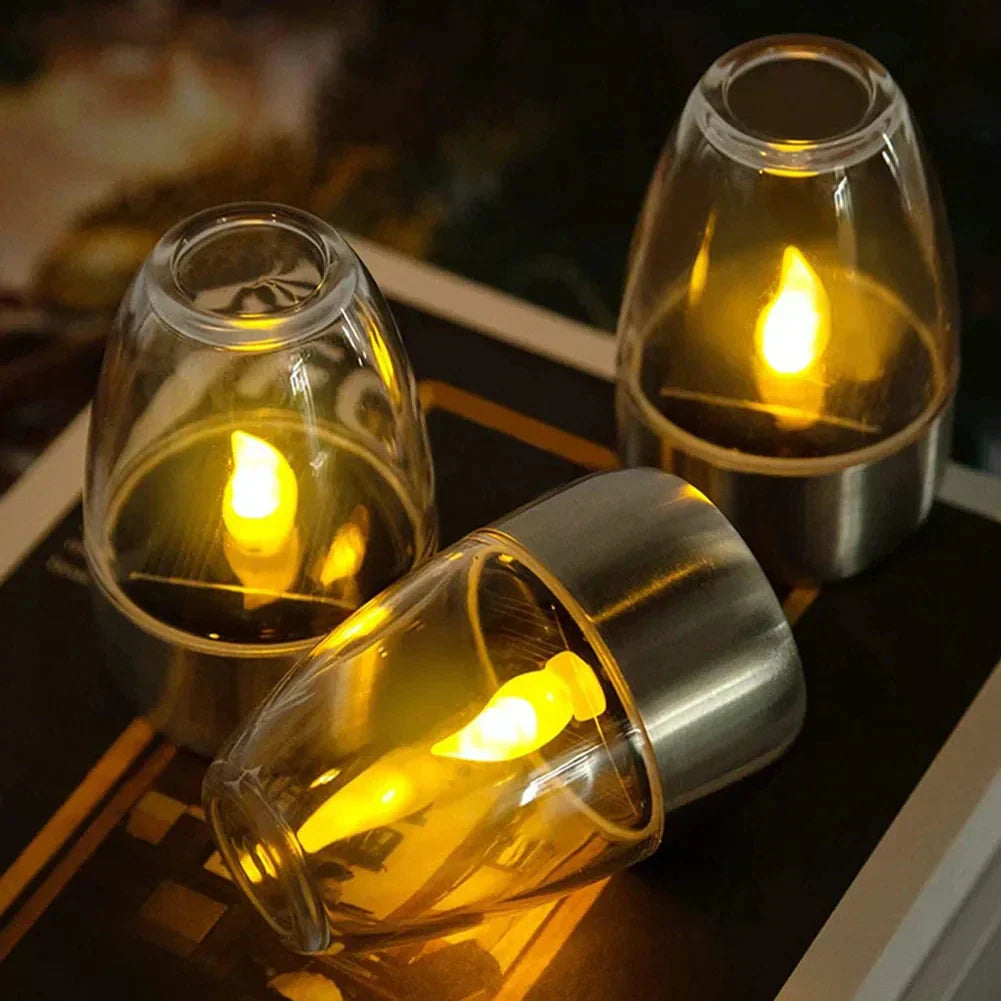 Avtoit | LumaGlow Solar Candles | Stainless Steel & Wireless | Warm White Light for Garden & Terrace