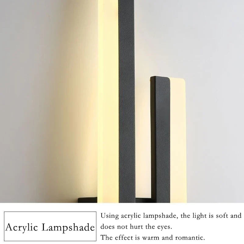 Avtoit | Modern LED Wall Lamp: Black/Gold Acrylic Room Decoration Light