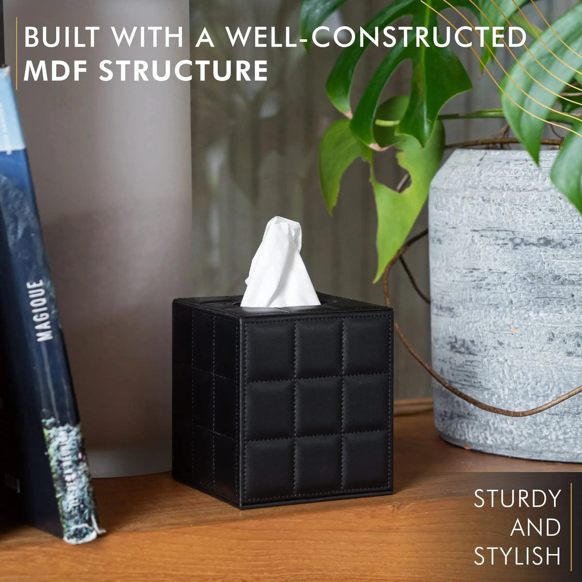 Avtoit | Modern Tissue Box Holder Square, Napkin Holder Pump Paper Case Dispenser, Facial Tissue Box Cover for Home Bathroom Office Desk