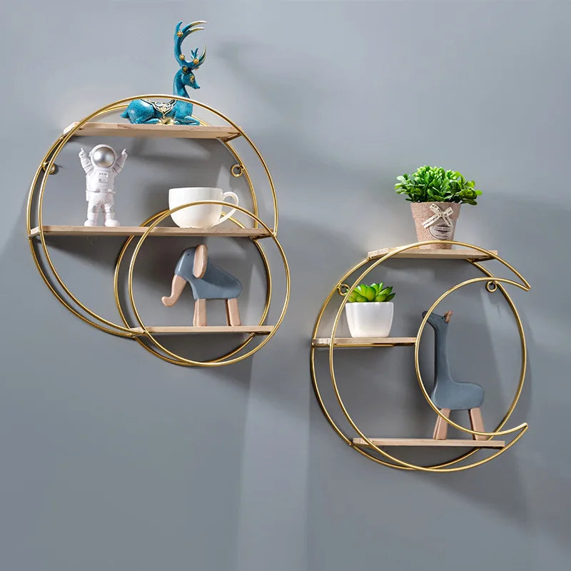 Avtoit | NordicWave Double Circle Wall Shelf – Scandinavian Floating Shelf for Home Décor & Storage