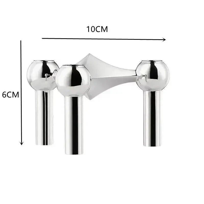 Avtoit | Modern Molecular Metal Candle Holder – Nordic-Style Silver Candle Stand for Elegant Home Decor