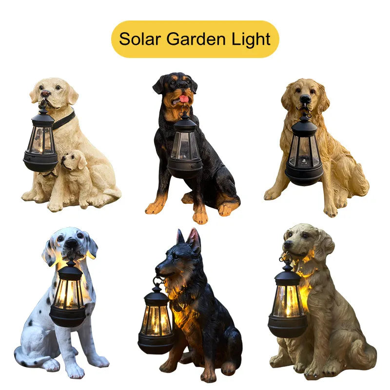 Avtoit | Solar-Powered Outdoor Resin Dog Statue Lamp