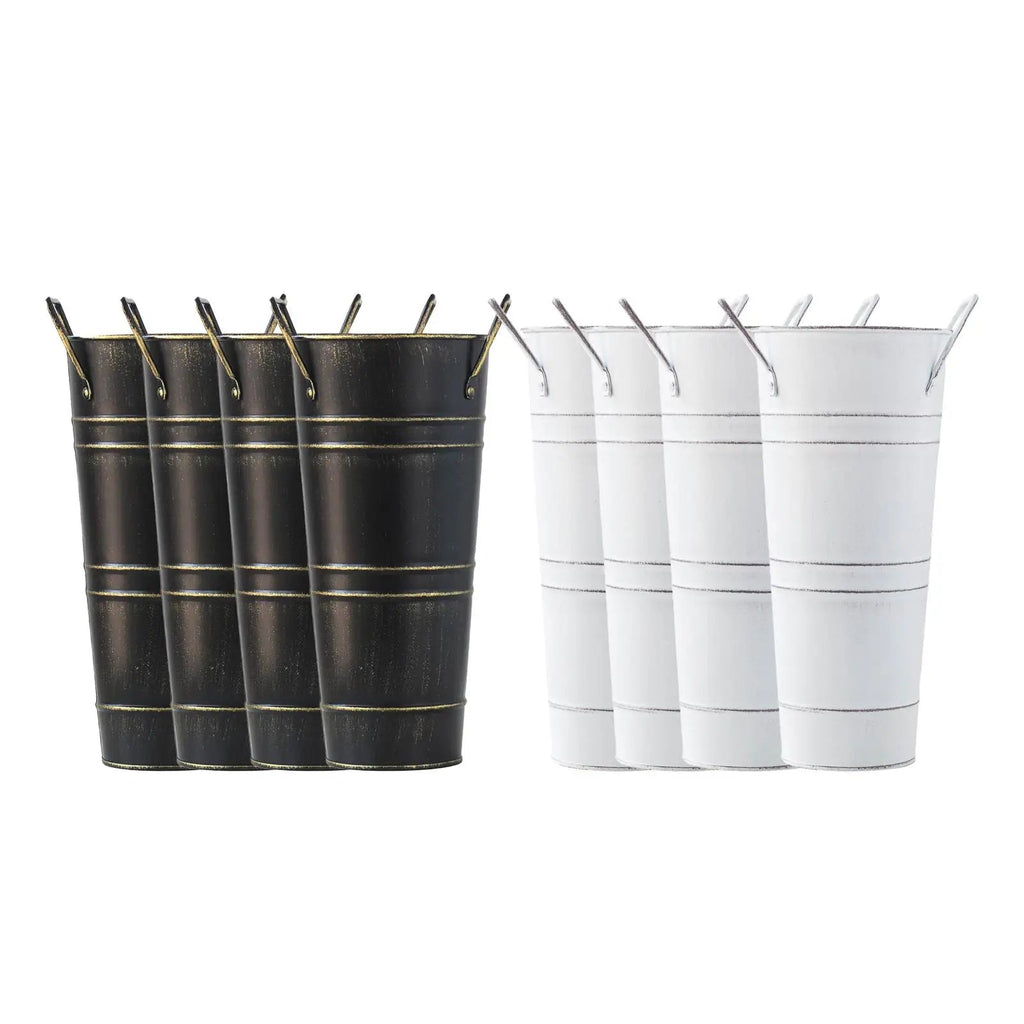 Avtoit | Retro Iron Flower Bucket with Handles – Decorative Metal Flower Pot for Home