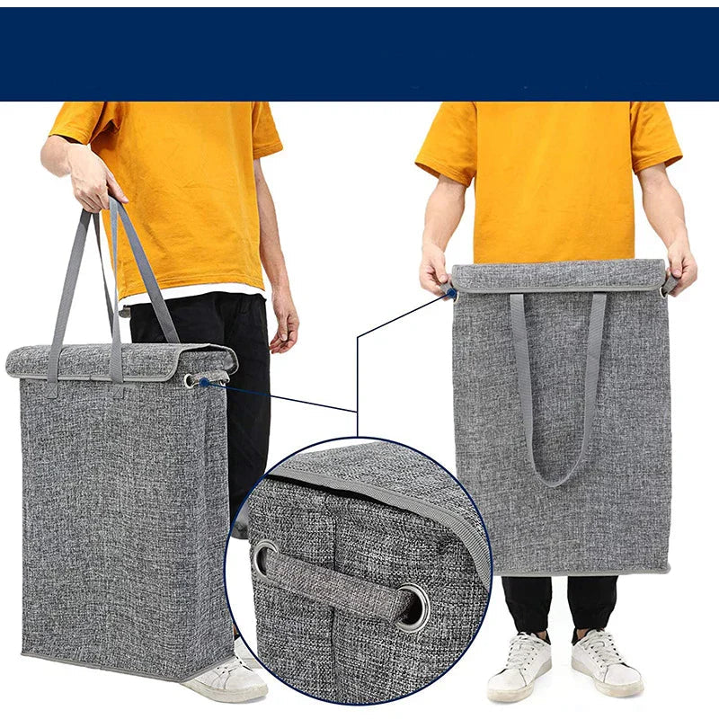Avtoit | NarrowBin Laundry Basket | Narrow & 45L Volume | With Lid & Handles | For Bathroom & Hall