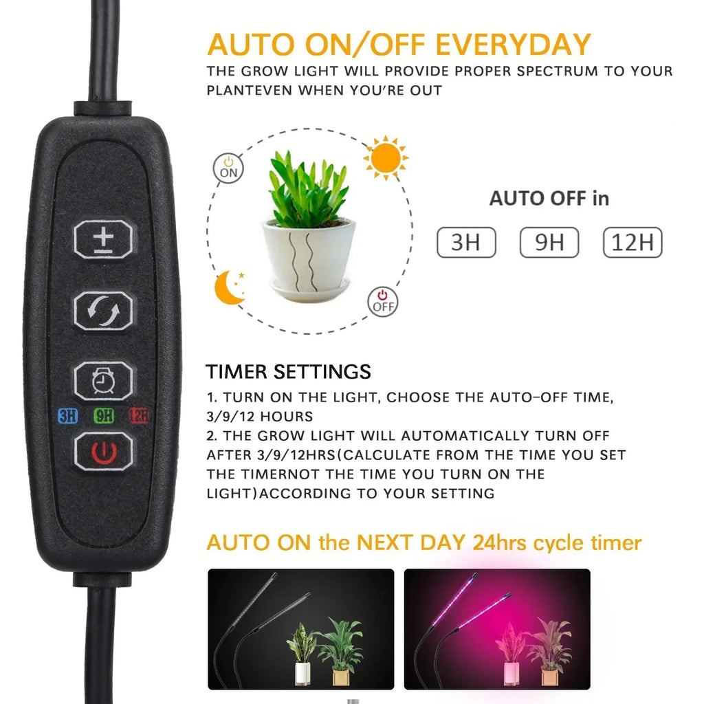 Avtoit | LumiPlant LED Plant Light | USB Grow Light | 1–4 Heads | Dimmable with Timer