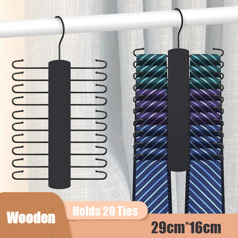 Avtoit | OrganizePro Holzico | Tie & Belt Holder | 20 Rotatable Hooks | For the Style-Conscious